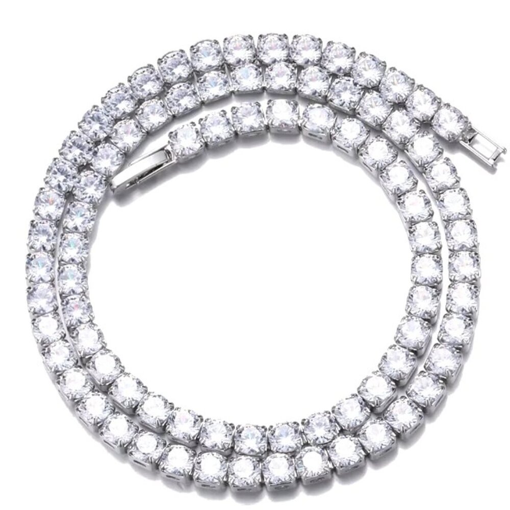 ⭐ Large 22" Diamond Infinity Necklace With 5mm Diamonds 18k White Gold Pltd ⭐ - Picture 3 of 8